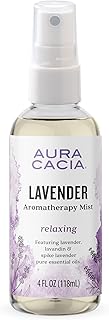 Aura Cacia Relaxing Lavender Aromatherapy Mist, 4-Ounce, Lavender Pure Essential Oils, Sweet & Floral Aroma