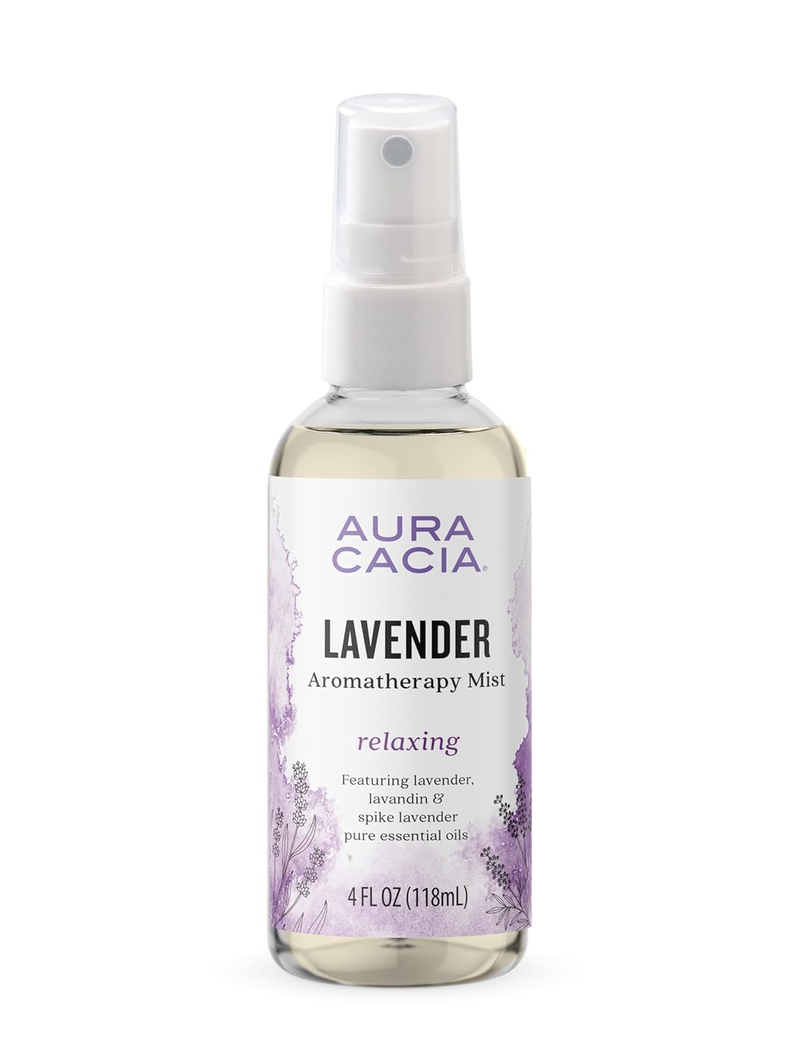 Aura Cacia Relaxing Lavender Aromatherapy Mist, 4-Ounce, Lavender Pure Essential Oils, Sweet & Floral Aroma