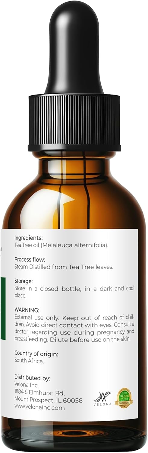 Tea Tree Essential Oil by Velona - 1 Fl Oz | Therapeutic Grade for Aromatherapy Diffuser Undiluted