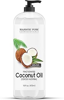 Majestic Pure Fractionated Coconut Oil – Lightweight Liquid Carrier Oil for Essential Oils, Massage, Skin, Hair & DIY Personal Care Applications -16 Fl Oz