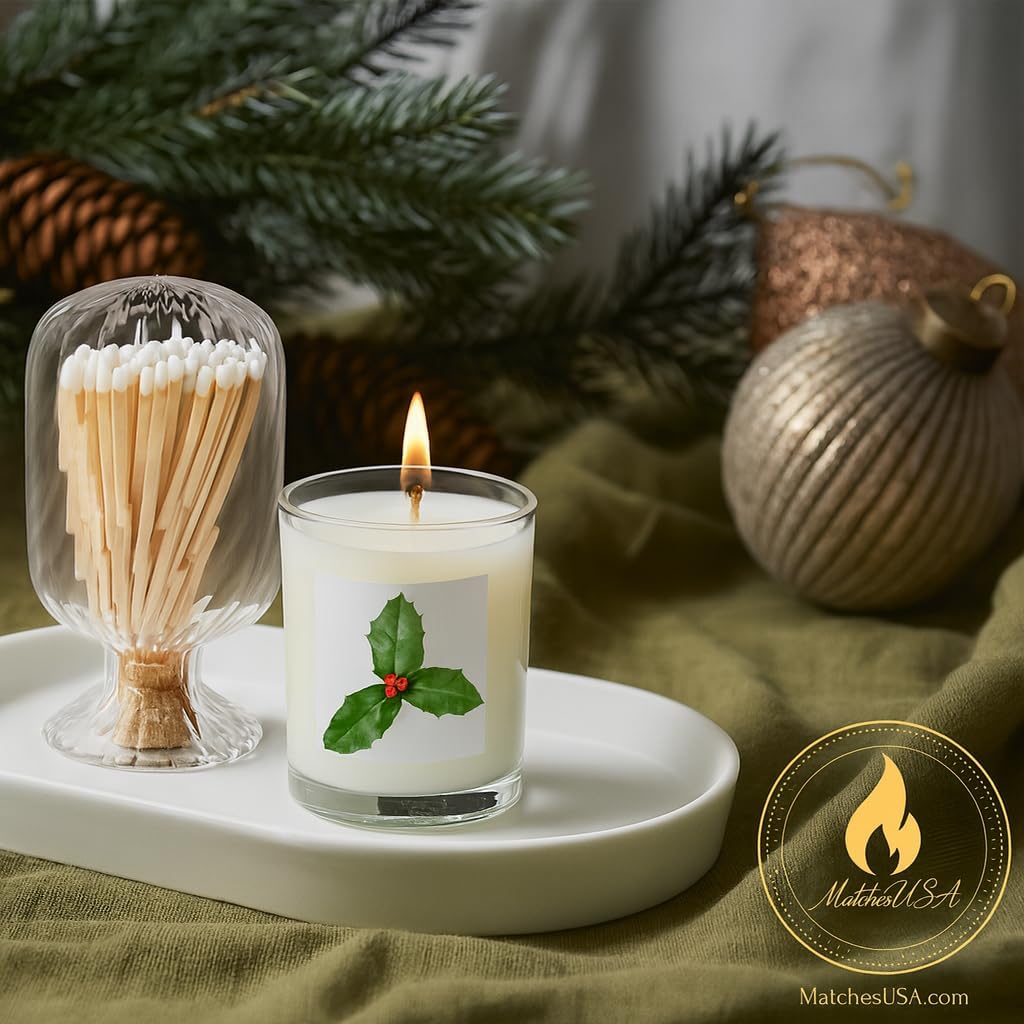 Includes Matches! | Helix Spiral Shaped Glass Matches Cloche | Spiral Decorative Match Holder Jar for Candles Set Display