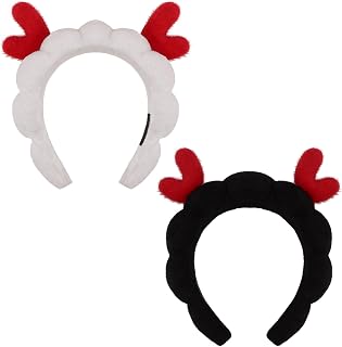 AMCAMI 2Pcs Christmas Skincare Headband for Washing Face,Makeup,Spa,Puffy Cloth Headbands for Women，Christmas Hair Accessories Gifts