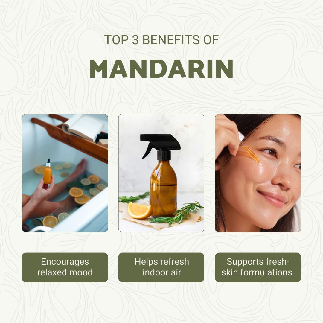Pure Mandarin Essential Oils - Direct from Citrusmade Italy for Diffusers, Aromatherapy, Home Fragrance & Bath - Natural Aceite de Mandarina for Massage (15ml)