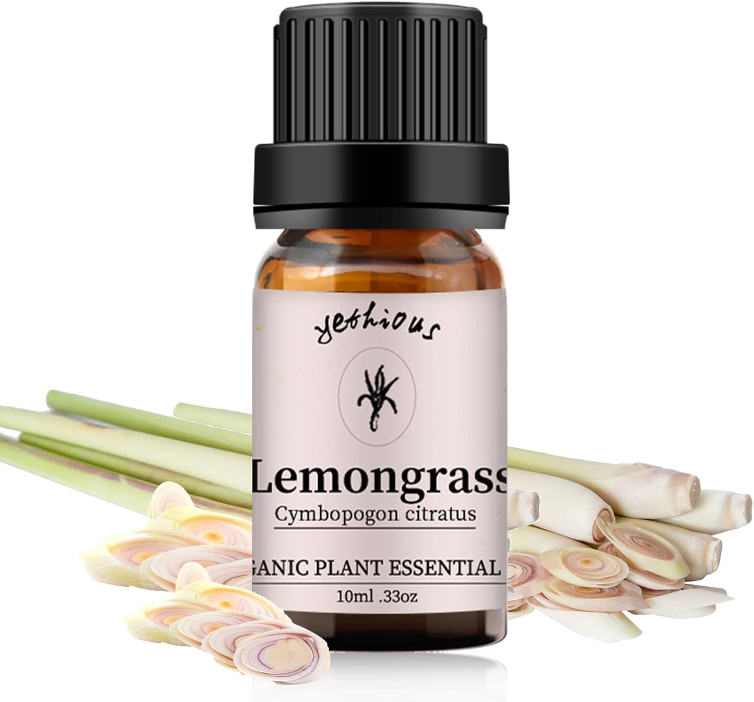 yethious Lemongrass Essential Oil Organic for Skin, 100% Pure & Natural Lemongrass Oil, 10ml/0.33 fl oz