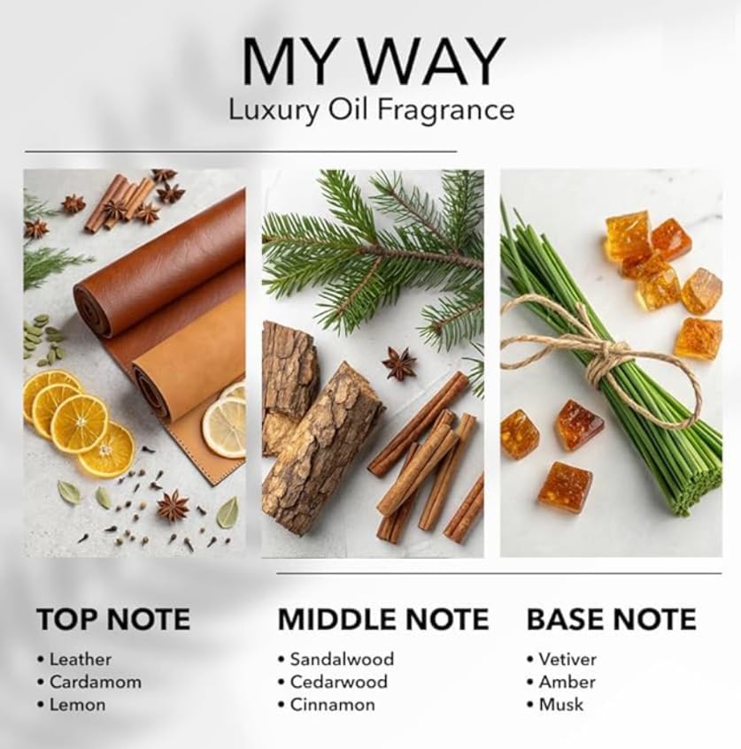 My Way Fragrance Oil for Diffuser, Luxury Hotel Scent with Leather, Sandalwood & Oud Wood, Fragrance Oil for Aromatherapy & Home Fragrance, Cold Air Diffuser Oil, 200ML (6.7 FL OZ)