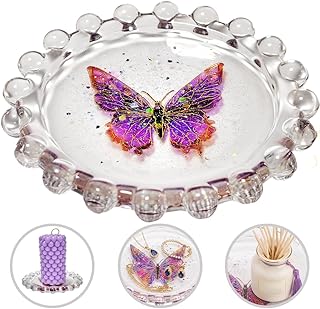 Bubble Candle Dish, Candle Tray, Glass Candle Holder Plate, Coaster Home Decor & Bar for Tea Lights, Small & Warmer