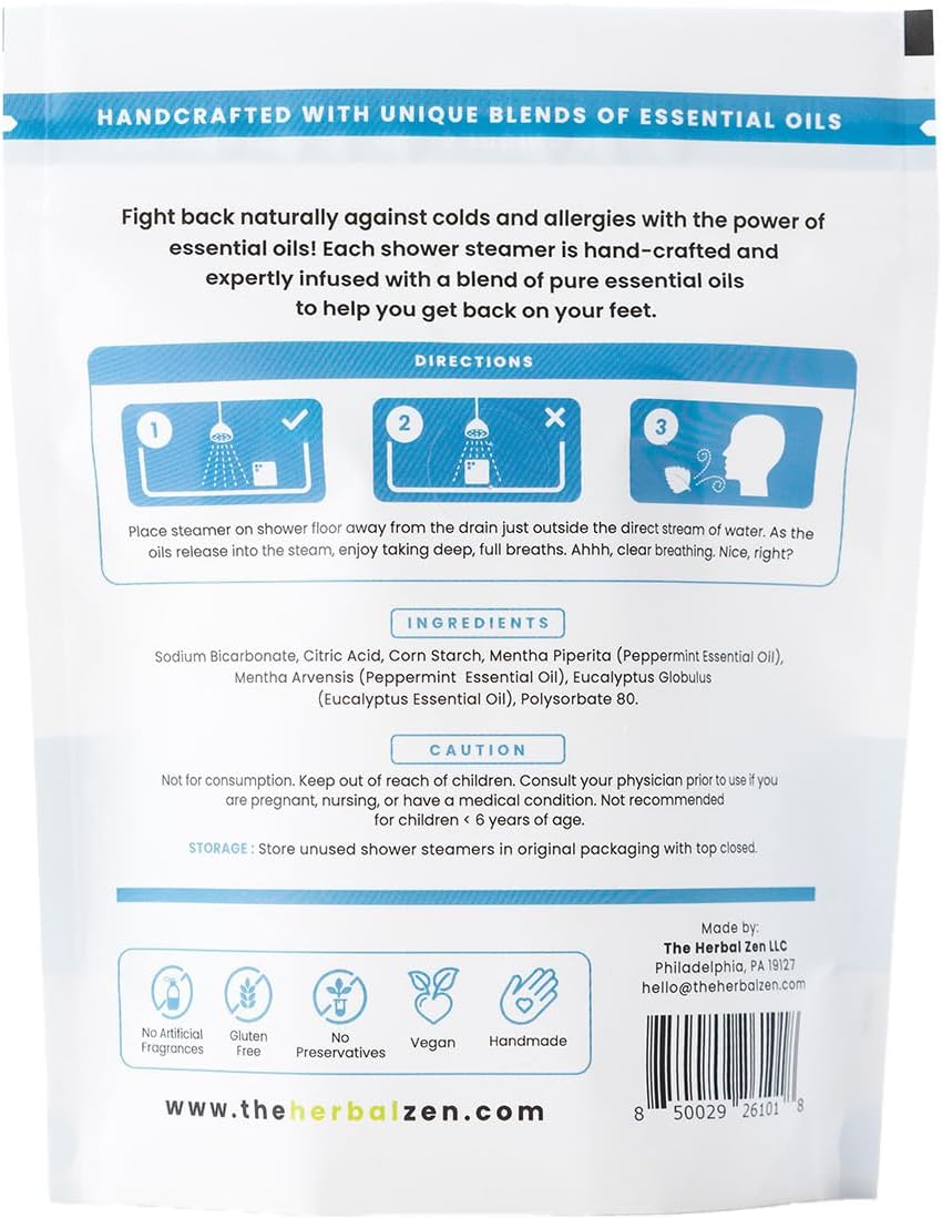 Cold Kicker Shower Steamers Aromatherapy for Relief - USA Made - Peppermint & Eucalyptus Shower Bomb Tablets - Mothers Day Gift for Mom - Soothing Natural Essential Oils (10 Pack)