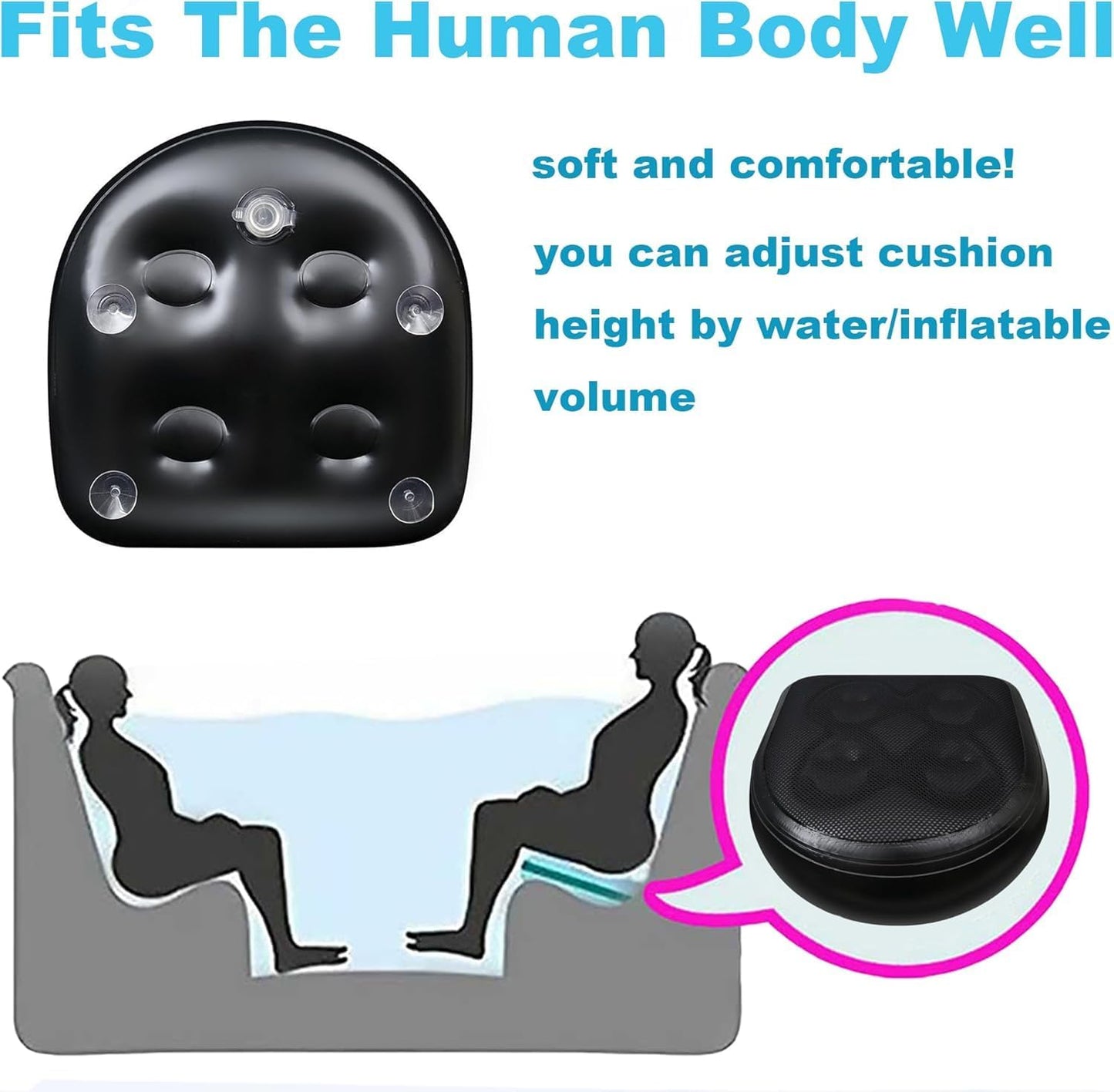 SPA Booster Seat,Spa&Hot Tub Seat with Non-Slip Suction Cups,Portable Fordable Bathtub Seat for Home/SPA/Travel/Business Trip, Black