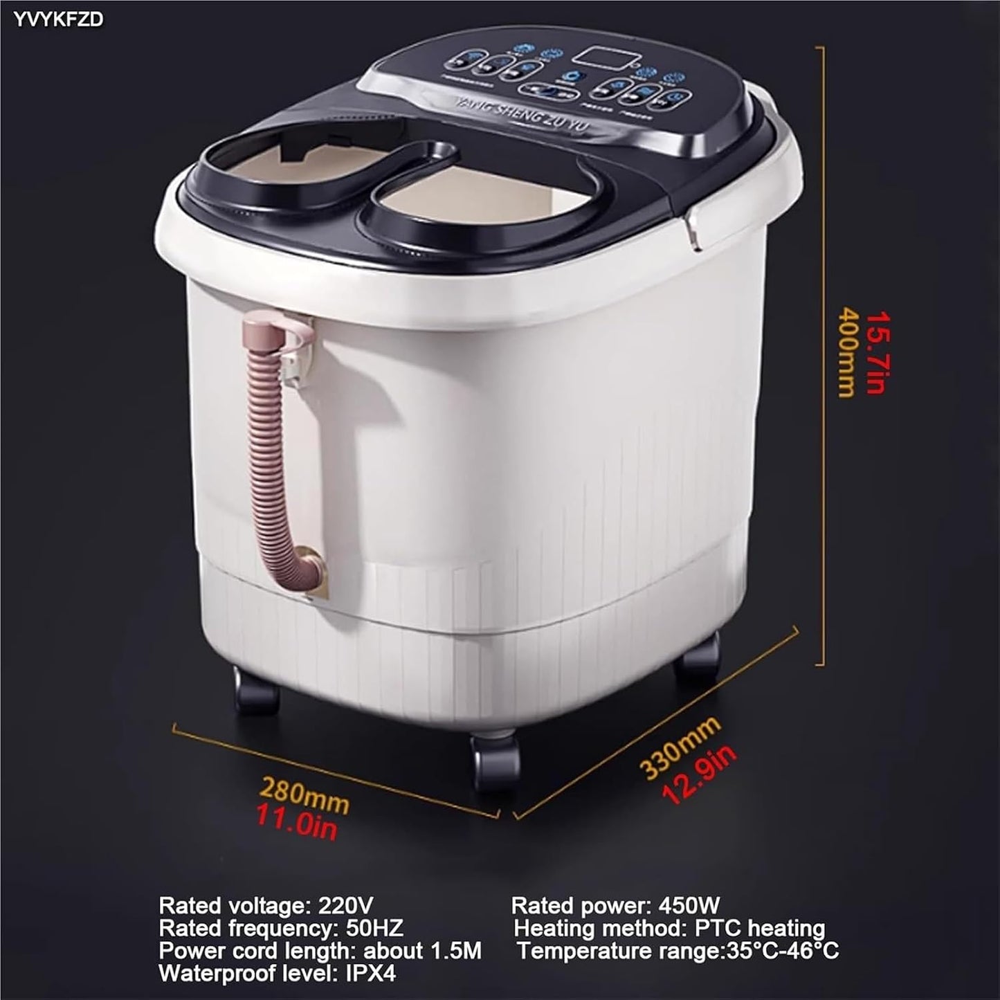 Foot Spa Bath Massager with Heat， Portable Foot Bath Basin with Heat Bubbles Red Light Temperature Control