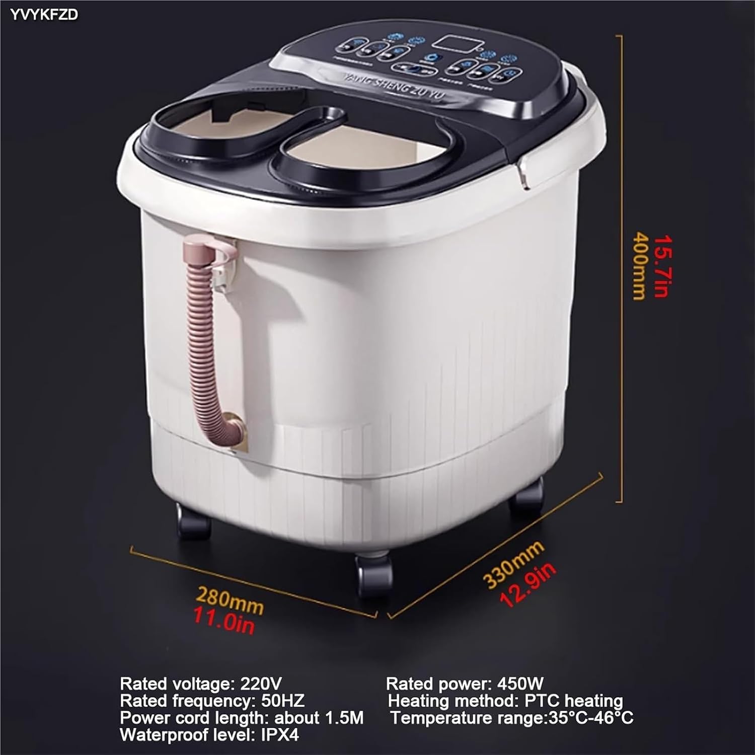 Foot Spa Bath Massager with Heat， Portable Foot Bath Basin with Heat Bubbles Red Light Temperature Control