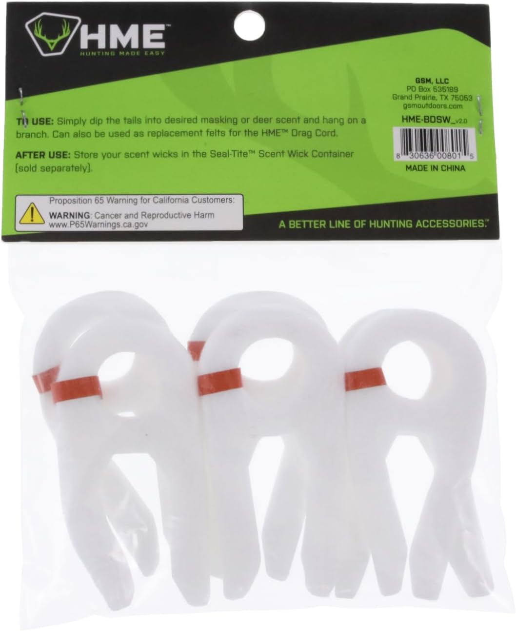 HME Big Dipper Scent Wicks (Pack of 6) | Easy-to-Dip Versatile Scent Wicks with Highly Reflective Orange Bands in Resealable Storage Bag