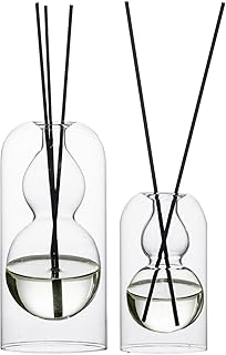 Empty Glass Fragrance Reed Diffuser Bottles,for Essential Oil, with 16pcs Black Reed Sticks,Minimalist Decor,2pcs/Set.