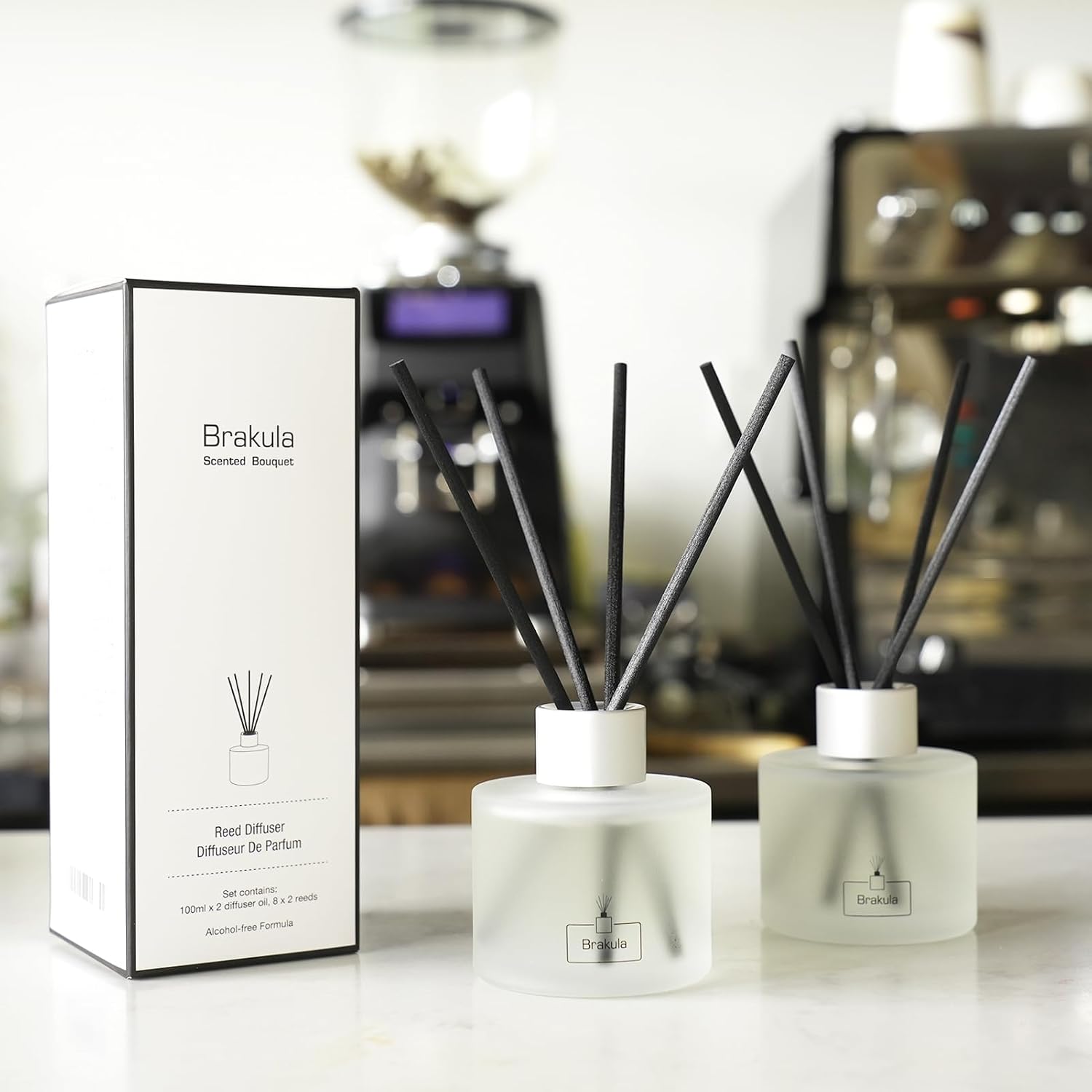Brakula Reed Diffuser Set- Eucalyptus & Mint Scented Home Fragrance, 3.4OZ(100ml) x 2, Essential Oil Diffuser for Living Room, Bathroom & Guest Rooms