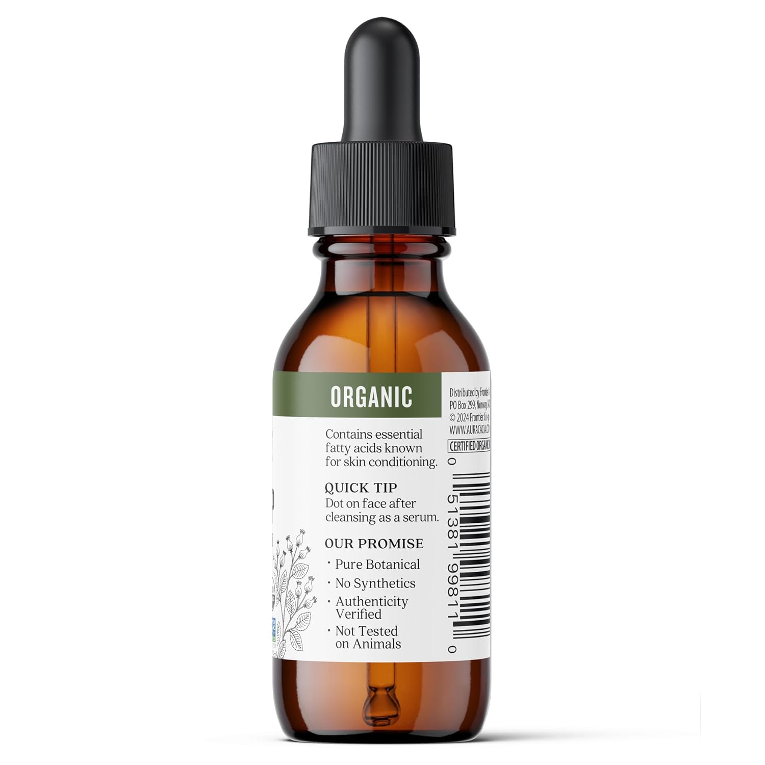 Aura Cacia Organic Rosehip Skin Care Oil | GC/MS Tested for Purity | 30ml (1 fl. oz.)
