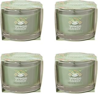 Yankee Candle Mini Jar Scented Candles, Small Single Wick Candle Set for Home Fragrance, Soy Wax Blend, Long Lasting Burn, Hello Italy Collection, Pistachio Latte (Pack of 4)