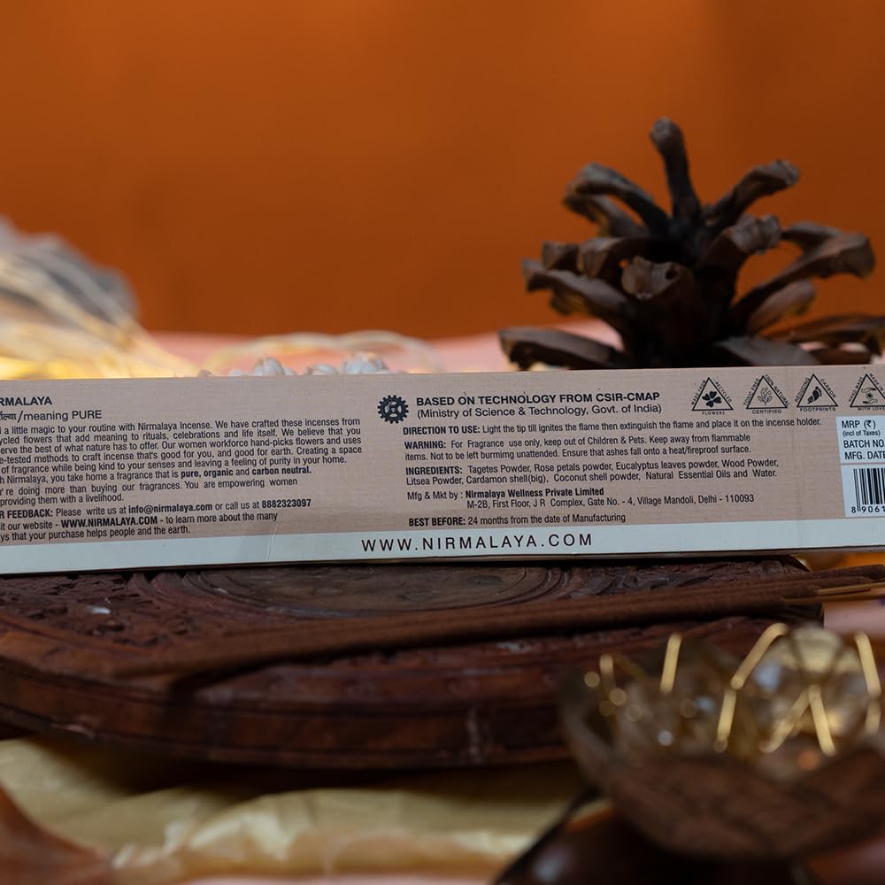 Nirmalaya Premium Luxury Natural Sandalwood Incense Sticks | Natural & Charcoal Free | Pack of 40 Sticks, 100g | Ideal for Home, Office, Yoga, Meditation & Aromatherapy