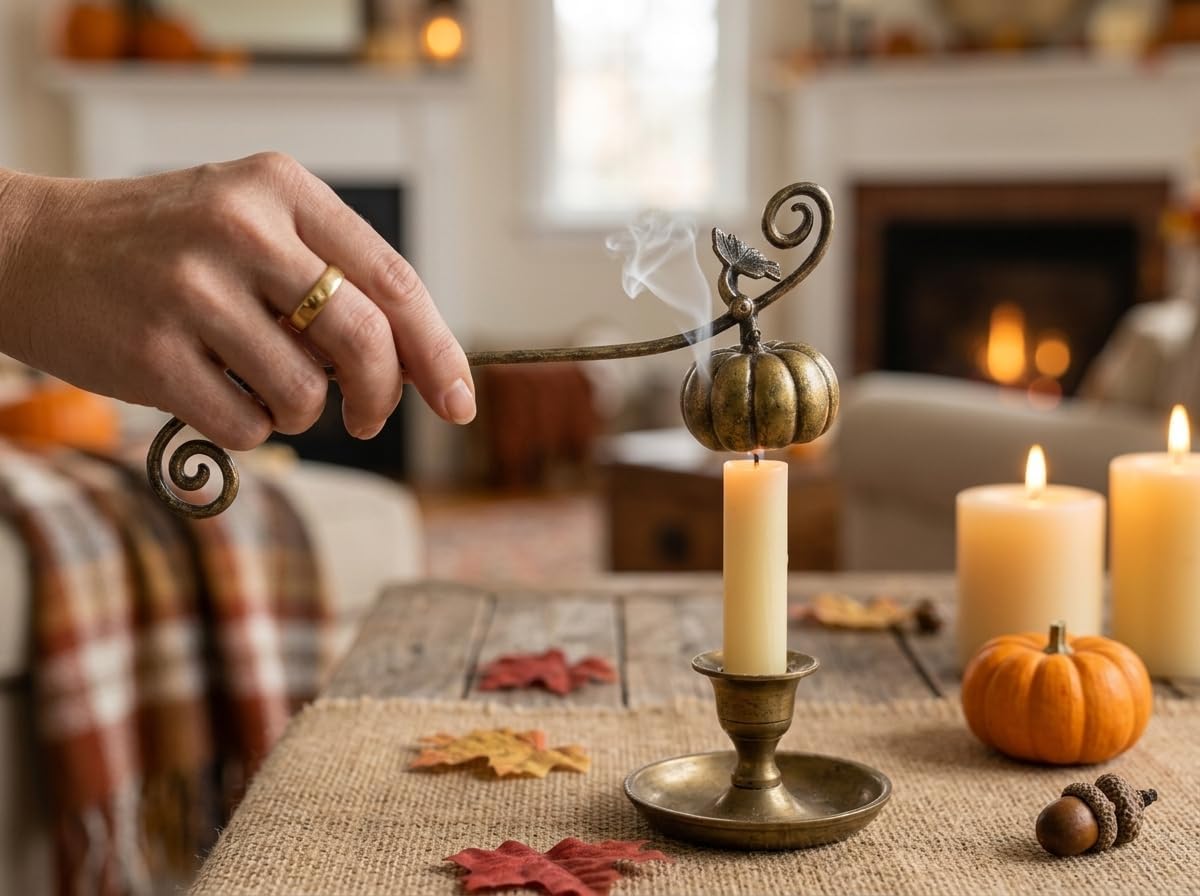 ZOOYOO Pumpkin Candle Snuffer, Vintage Metal Fall Candle Extinguisher