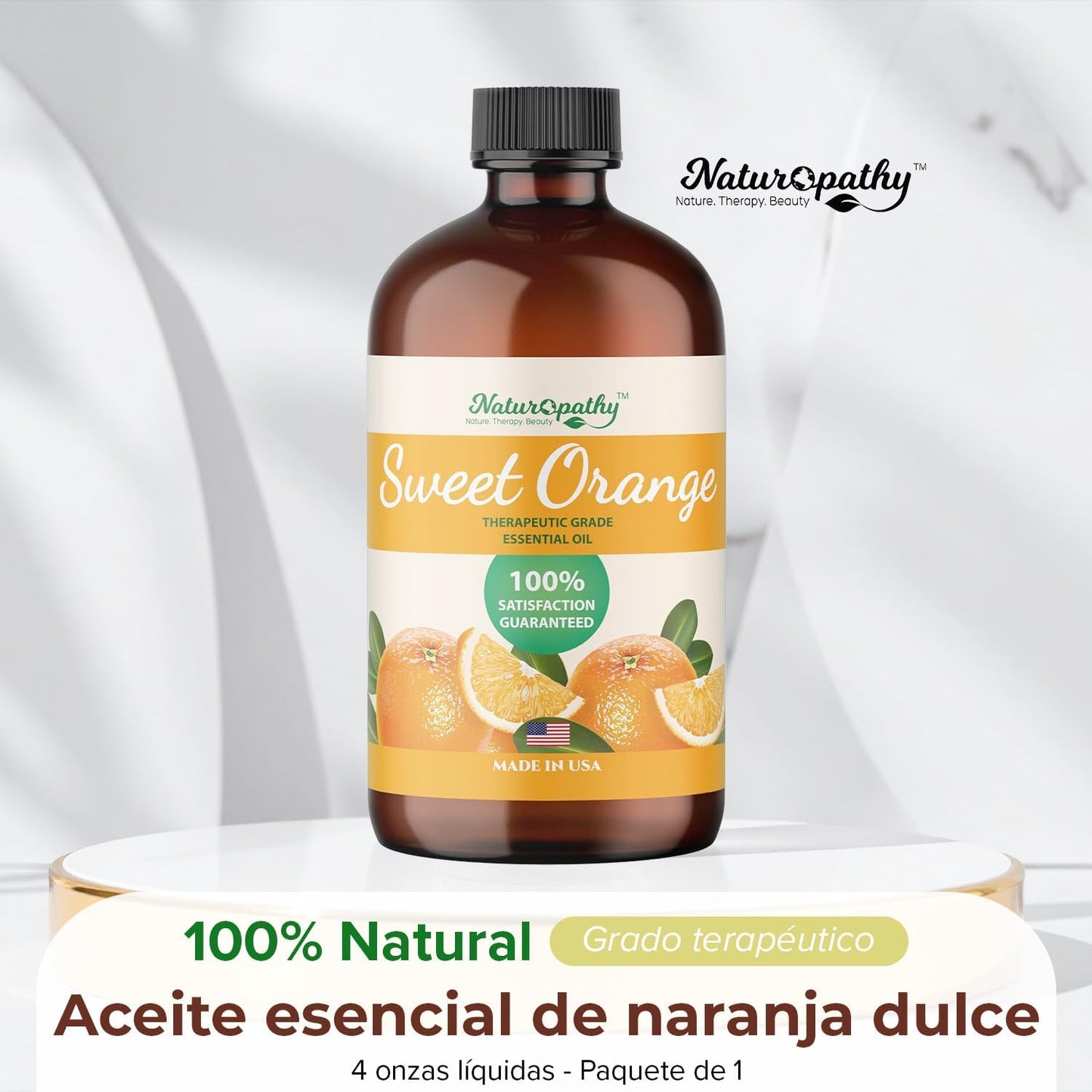 Naturopathy Sweet Orange Essential Oil Therapeutic Grade Premium Quality Oil with Glass Dropper - Huge 4 fl. Oz - Perfect for Aromatherapy and Relaxation