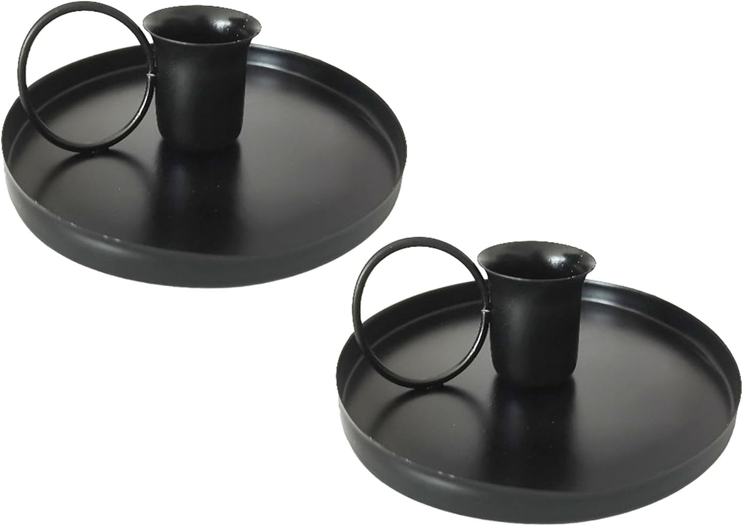 2 Pcs 4 Inch Black Iron Candle Holder for Taper Candles, Dinning,Wedding and Party Decoration (2, Black)