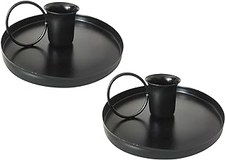 2 Pcs 4 Inch Black Iron Candle Holder for Taper Candles, Dinning,Wedding and Party Decoration (2, Black)