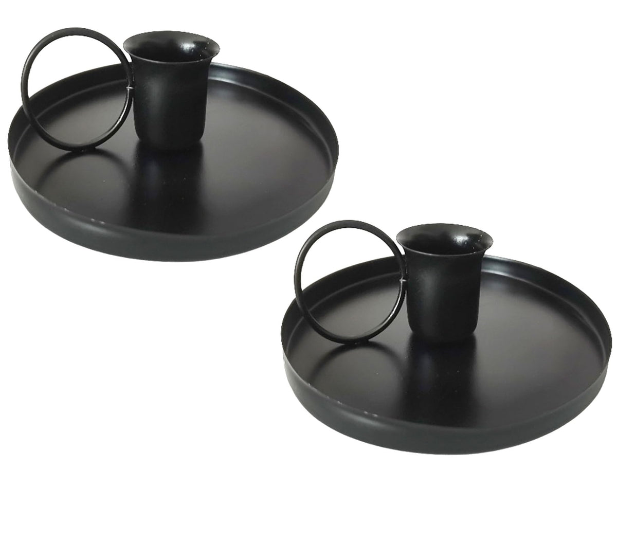 2 Pcs 4 Inch Black Iron Candle Holder for Taper Candles