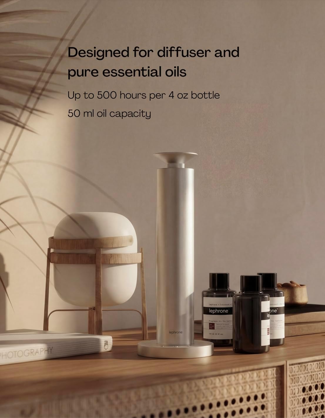Waterless Essential Oil Diffuser with Smart App | Nebulizer, Aroma Diffuser, Fragrance, Scent Air Machine, 50 ml, Remote, Cold Air Diffuser, Aromatherapy for Home Scenting, Portable