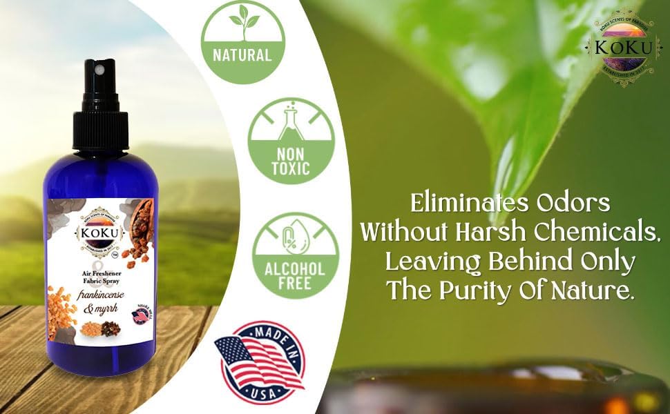 Frankincense Myrrh Air Freshener - Room Spray - Odor Eliminator - Deodorizer - Car Air Freshener - Home Spray - Linen Spray - Fabric Refresher - Non-Toxic - Alcohol Free (8 Oz)
