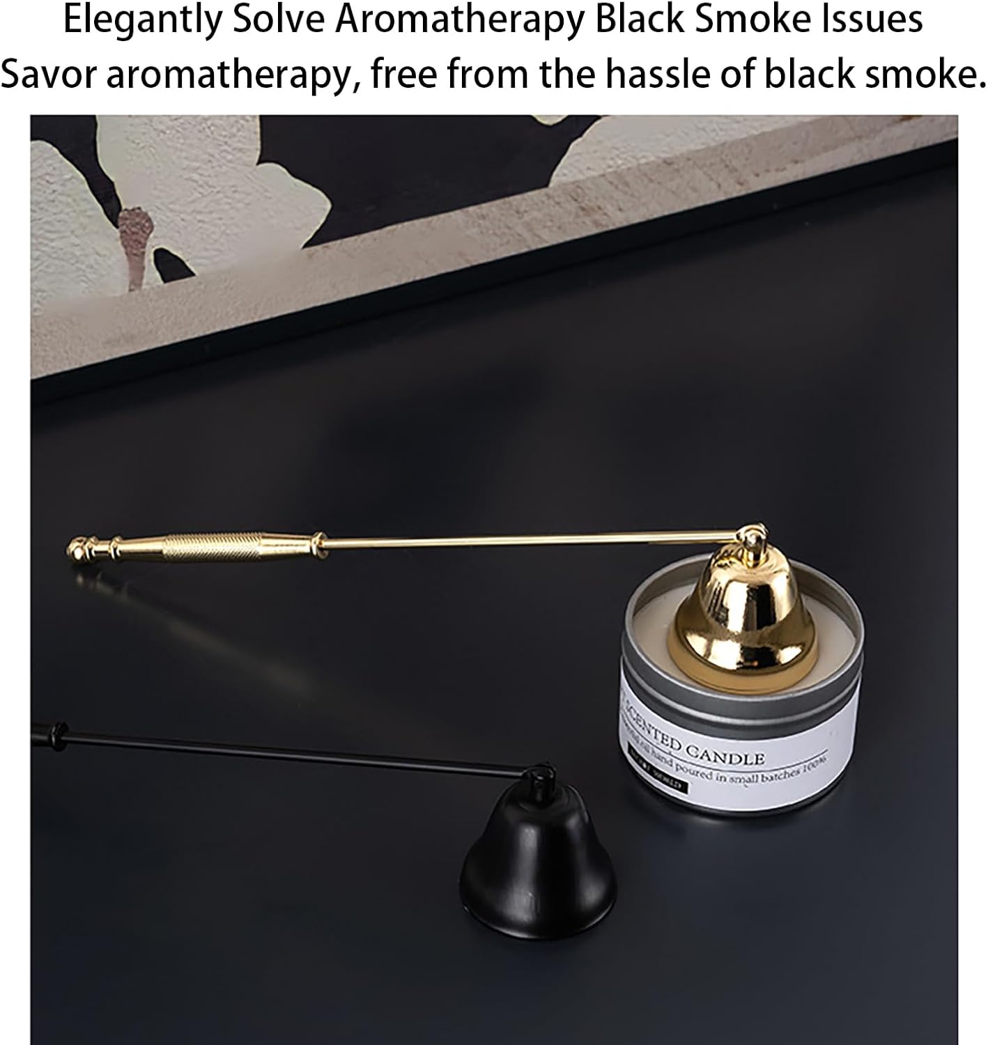 1Pc Gold Metal Candle Snuffer Wick Snuffer with Long Handle, Wick Extinguisher,Candlesnuffers Candle Accessories and Fireplace Tools