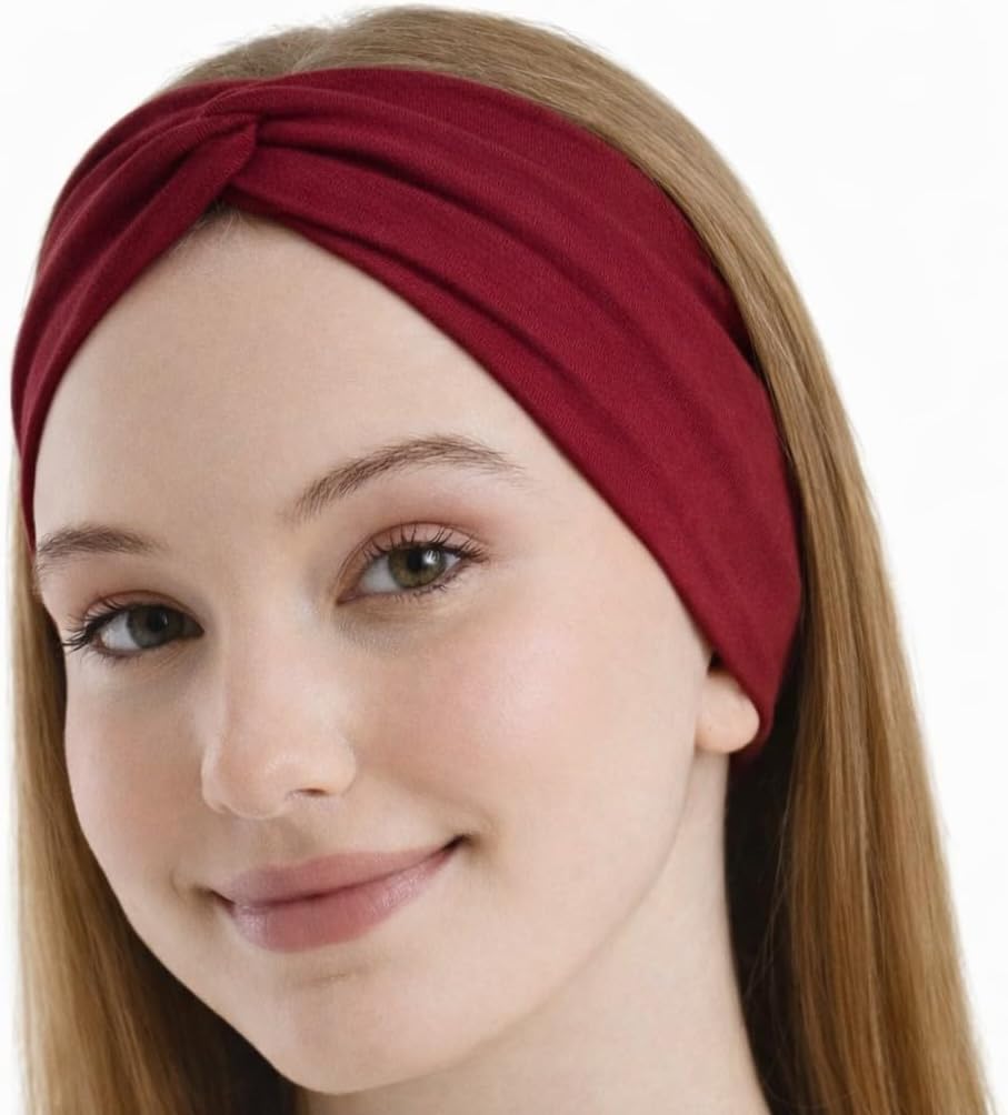 Wide Headbands for Women – Soft Cotton Twist Headband, 3.95" Extra Wide, Non Slip Workout Yoga Hair Band – One Size
