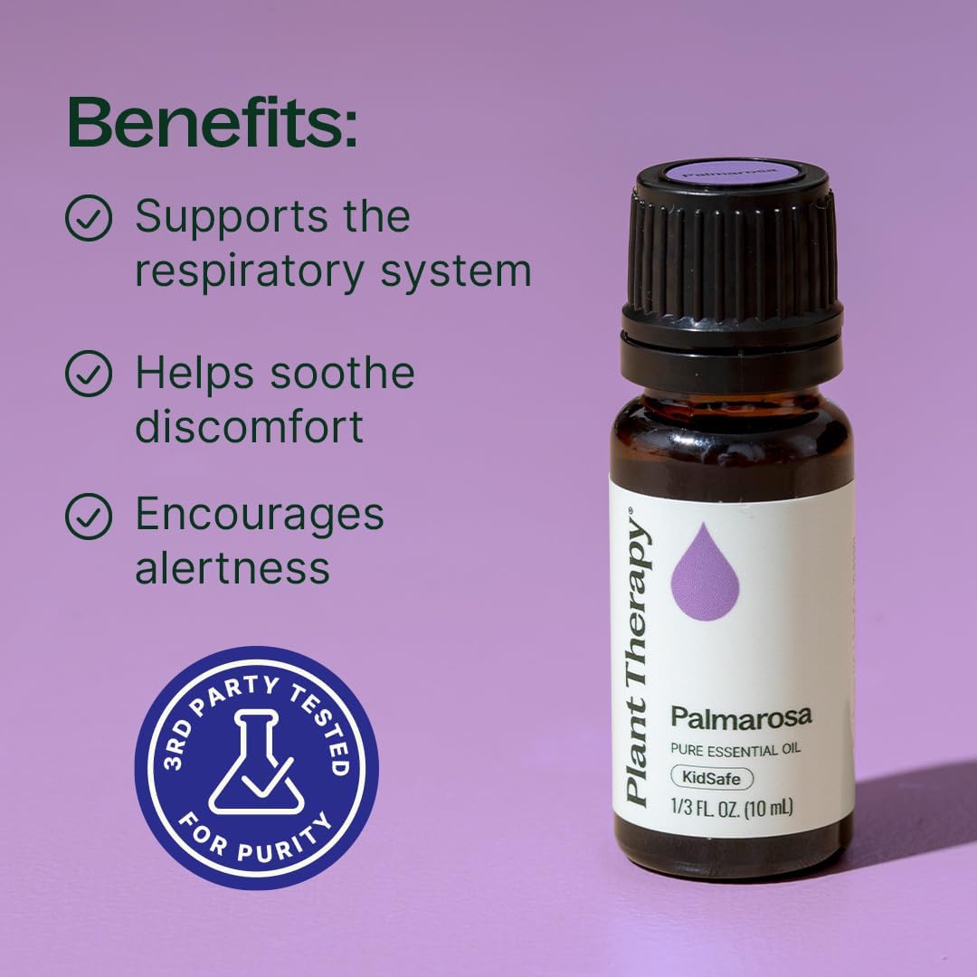 Plant Therapy Palmarosa Essential Oil 10 mL (1/3 oz) 100% Pure, Undiluted, Natural Aromatherapy, Healthy Skin, Emotional Balance