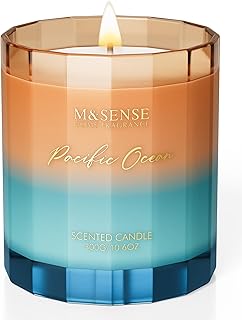 M&SENSE Summer Ocean Scented Candles for Home, 10.6oz Natural Soy Wax, 60-Hour Clean Non Toxic Aromatherapy Candle, Marine Breeze Smelling for Housewarming Gifts
