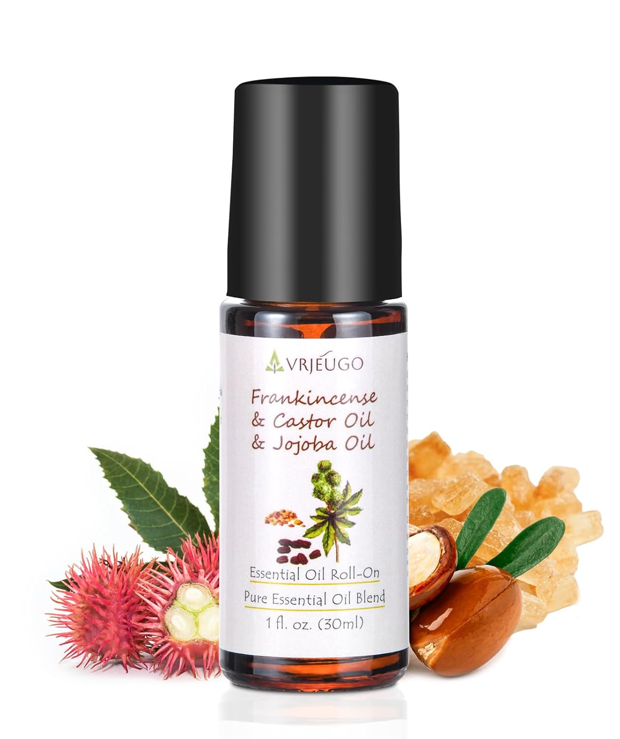 Organic Frankincense, Castor & Jojoba Oil Roll-On – 100% Pure Essential Oil Blend for Face & Body | Nourishing & Hydrating Body Firming Rollerball 30ML