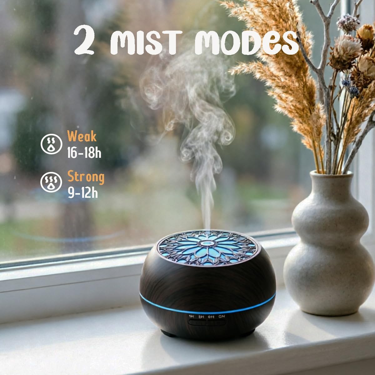 Essential Oil Diffuser for Home,Large Capacity 550ml Diffuser with Remote for Large Room,Mini Humidifier with LED Night Lights for Office Room Decor Gift for Women Men(Dark Wood Grain)