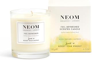 NEOM- Feel Refreshed Scented Candle, 1 Wick | Lemon & Basil | Essential Oil Aromatherapy Candle | Scent to Boost Your Energy