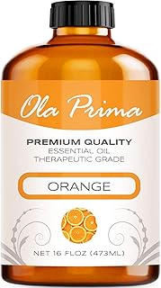 Ola Prima Oils - Orange Essential Oil (16oz Bulk) Therapeutic Grade for Aromatherapy, Diffuser, Relaxation, Calming