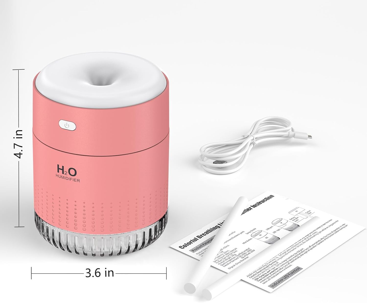 Portable Mini Humidifier, Auto Shut-Off, 2 Mist Modes, Quite, Small Humidifiers for Bedroom Travel Office Desk Plants (Pink)