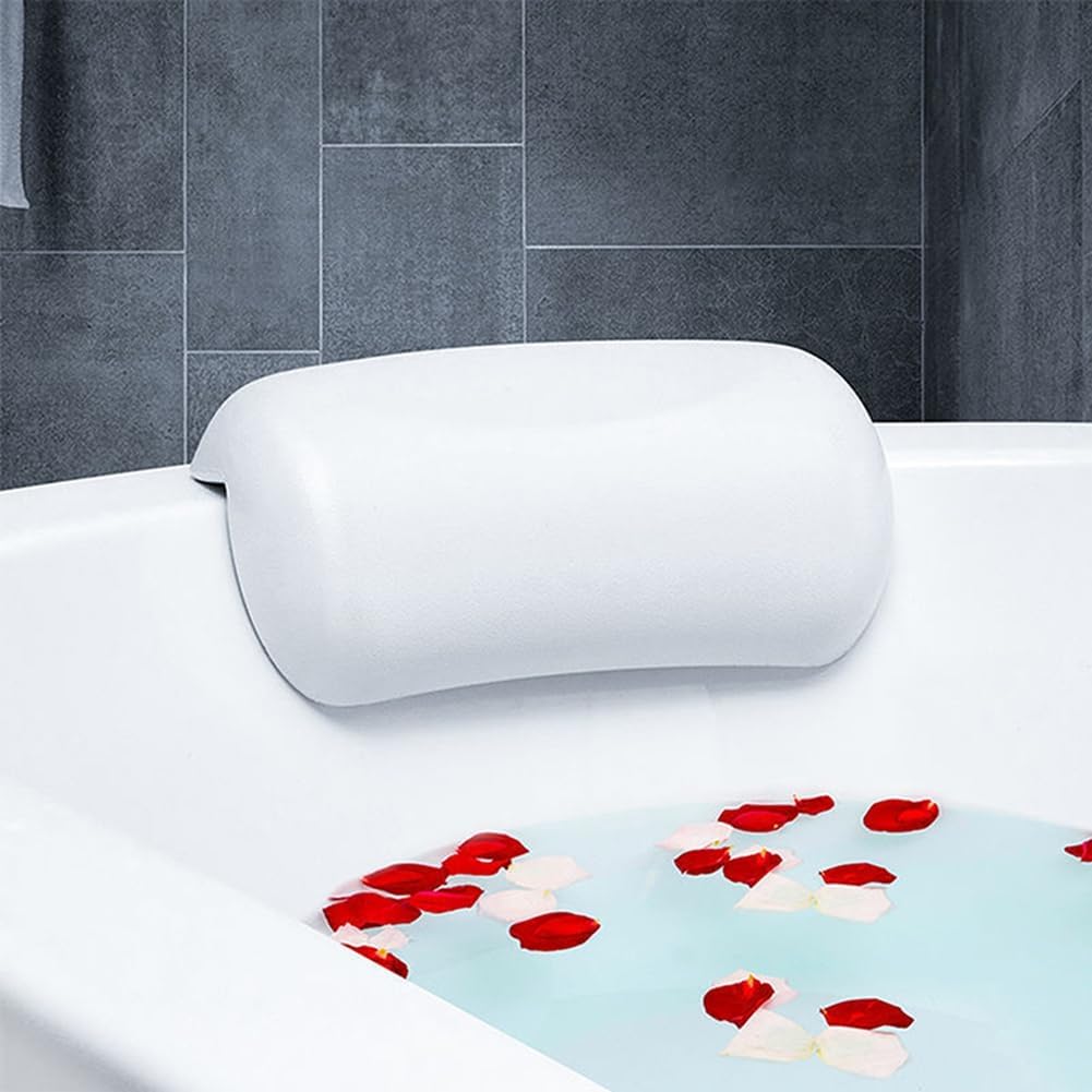 SPA Bath Pillow Non-Slip Bathtub Headrest Soft Waterproof Bath with Suction Cups Bath Neck Cushion Black