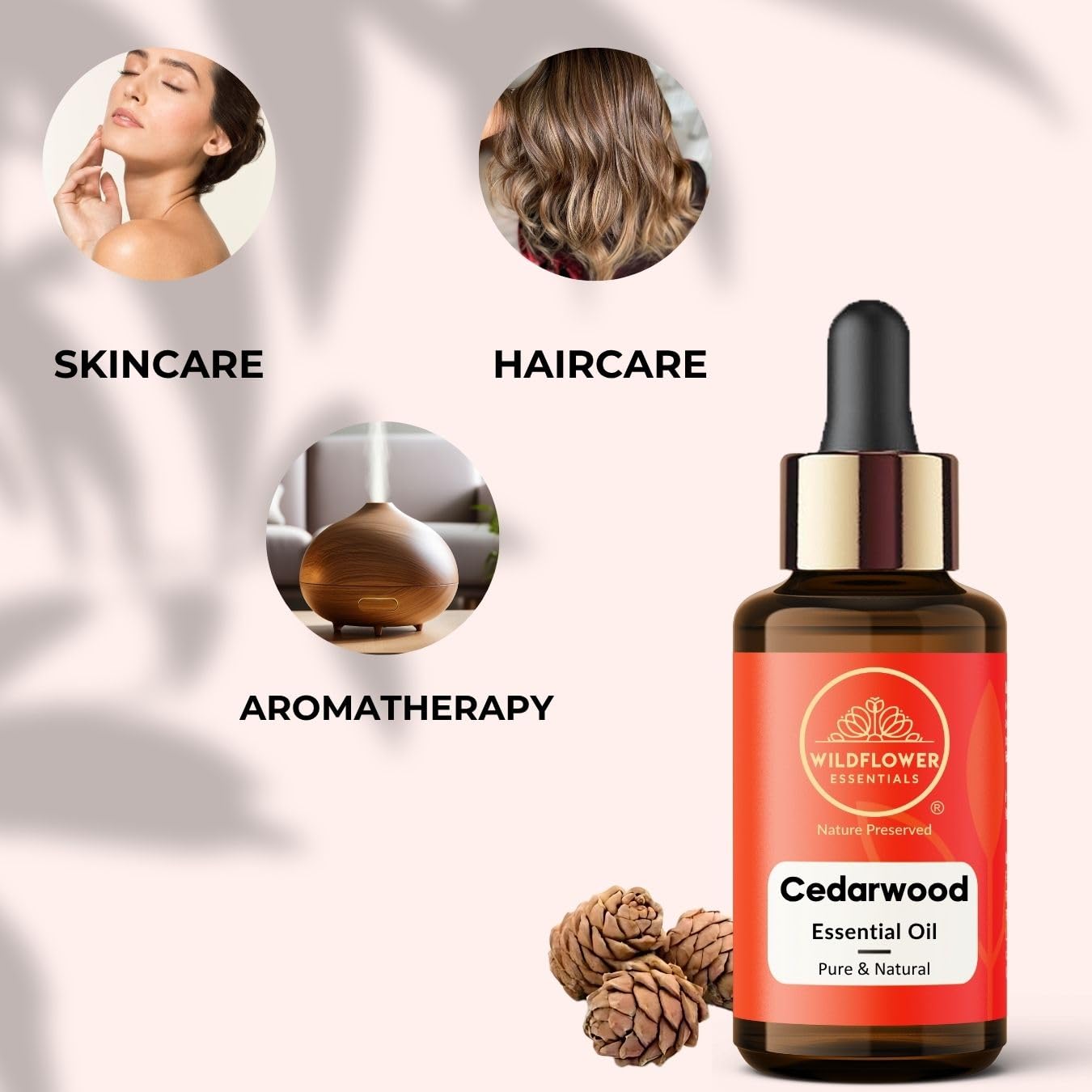 Cedarwood Essential Oil (Cedrus deodara) 100% Natural Steam Distilled Oil For Face, Skin, Hair, Body | with Glass Dropper 1.01 Fl Oz (30ml)