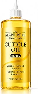 Professional Cuticle Oil Refill/Bulk Pack with precision nozzle for easy refilling - 7 Fl Oz. Enriched with Jojoba Oil, Vitamin E & Sweet Almond Oil. Nail Tech Supplies for Nourished Nails & Cuticles