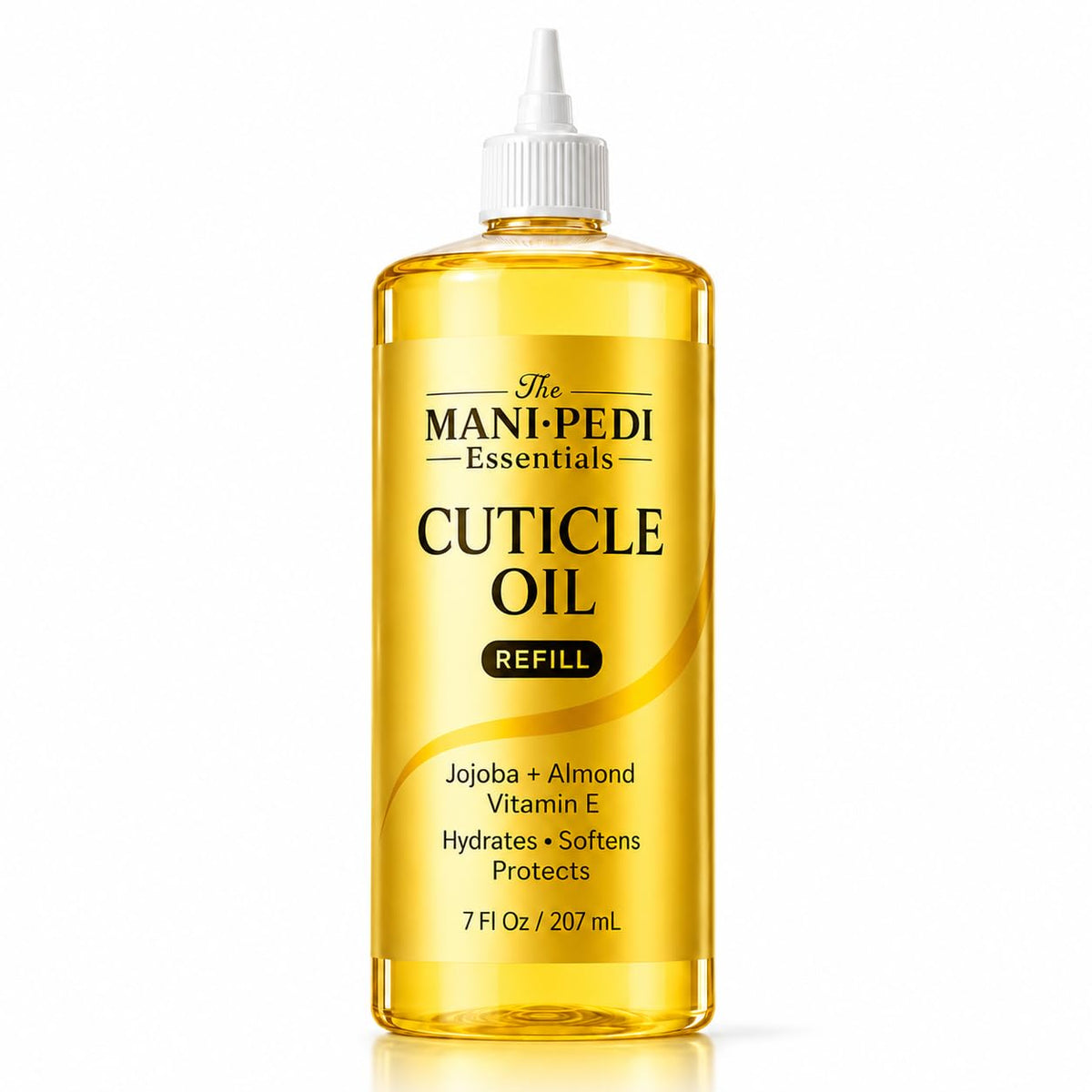 Professional Cuticle Oil Refill/Bulk Pack with precision nozzle for easy refilling - 7 Fl Oz. Enriched with Jojoba Oil