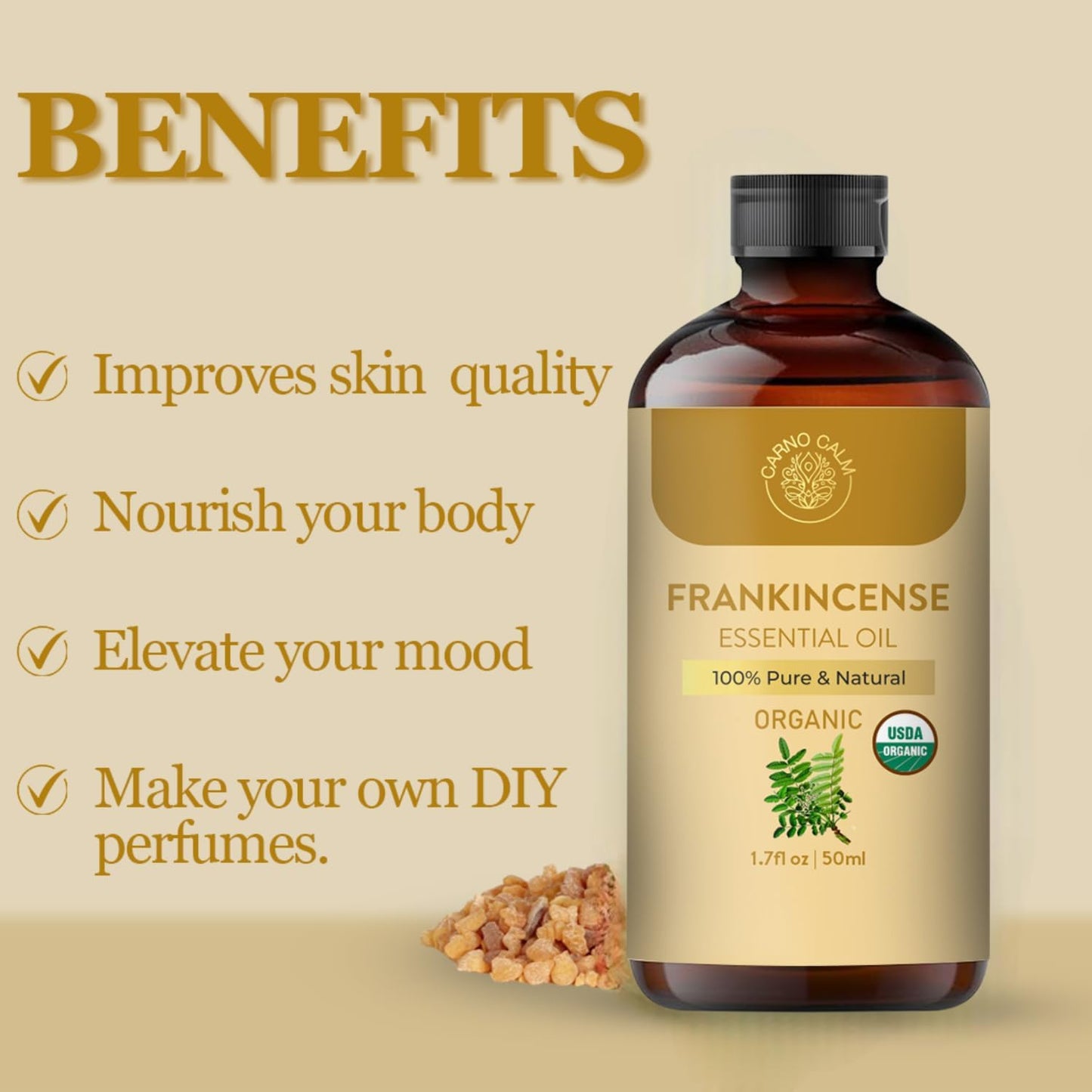 Frankincense Essential Oil | USDA Certified Organic Frankincense Oil | Woody and Earthy Aroma |1.7 fl. Oz