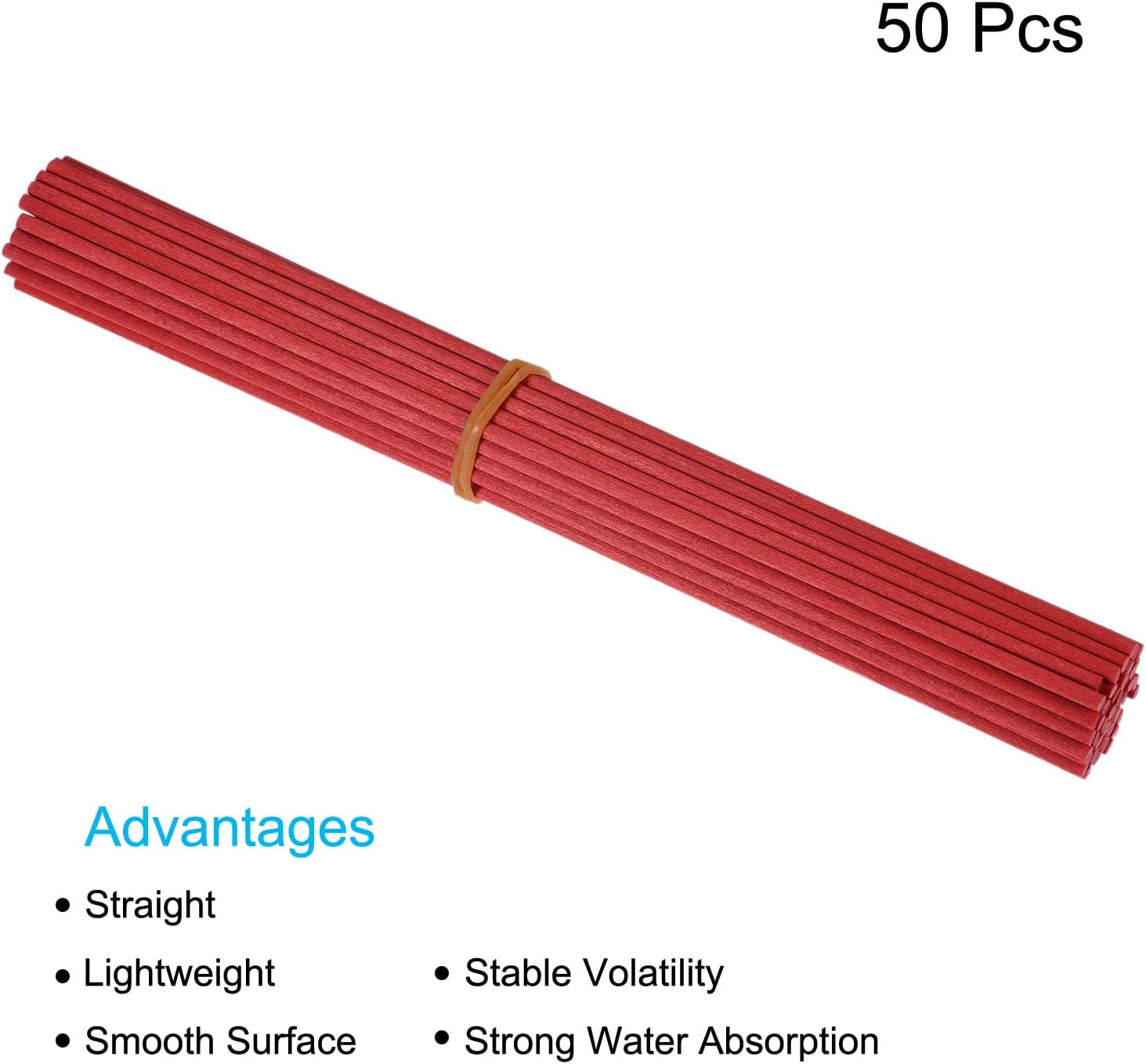 MECCANIXITY Fiber Reed Diffuser Sticks 8.6" x3mm for Aroma Fragrance Essential Oil, Red Pack of 50