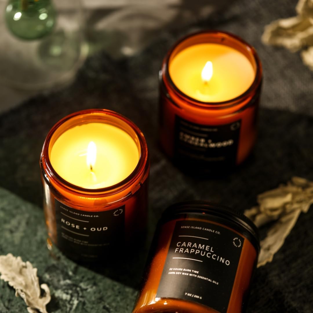 Tobacco Vanilla Scented Candles for Home Scented 50 Hrs Long Lasting 100% Soy Candle Gift for Men &amp; Women