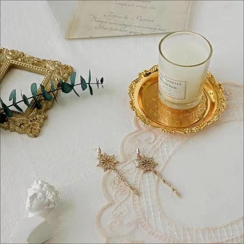 Round Storage Tray Necklace Tray Jewelry Holder Organizer Dessert Plate Fruit DishRing Dish Organizer Holder Home Decor Wedding Gift for Perfume Candle Holiday Party (Golden, Mini)
