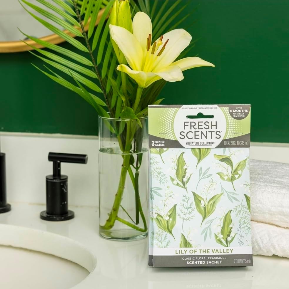 Fresh Scents Scented Sachets - Lily of the Valley, Lot of 6