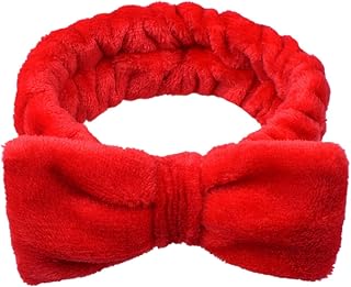 Jowxsx Red Makeup Headband,Cute Hair Band For Washing Face,Spa,Skincare,Color High Elasticity Bowknot Coral Fleece Bow Head Wrap Hair Accessories for Daily Wear Headbands Hair Accessories