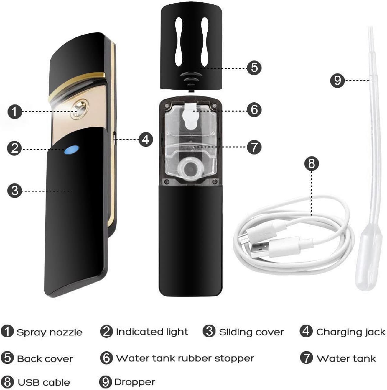 Kingsmile Exquisite Face Mister, Portable Nano Mist Sprayer, Facial Mister, Cool Face Moisturizing, Handy Hydrating Nano Mister for Lash Extensions, Skin Hydration Refreshing, Easy to Use and Carry