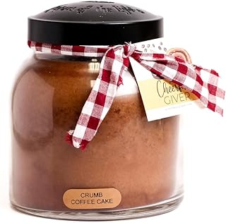 A Cheerful Giver — Crumb Coffee Cake - 34oz Papa Scented Candle Jar with Lid - Keepers of the Light - 155 Hours of Burn Time, Gift for Women, Brown