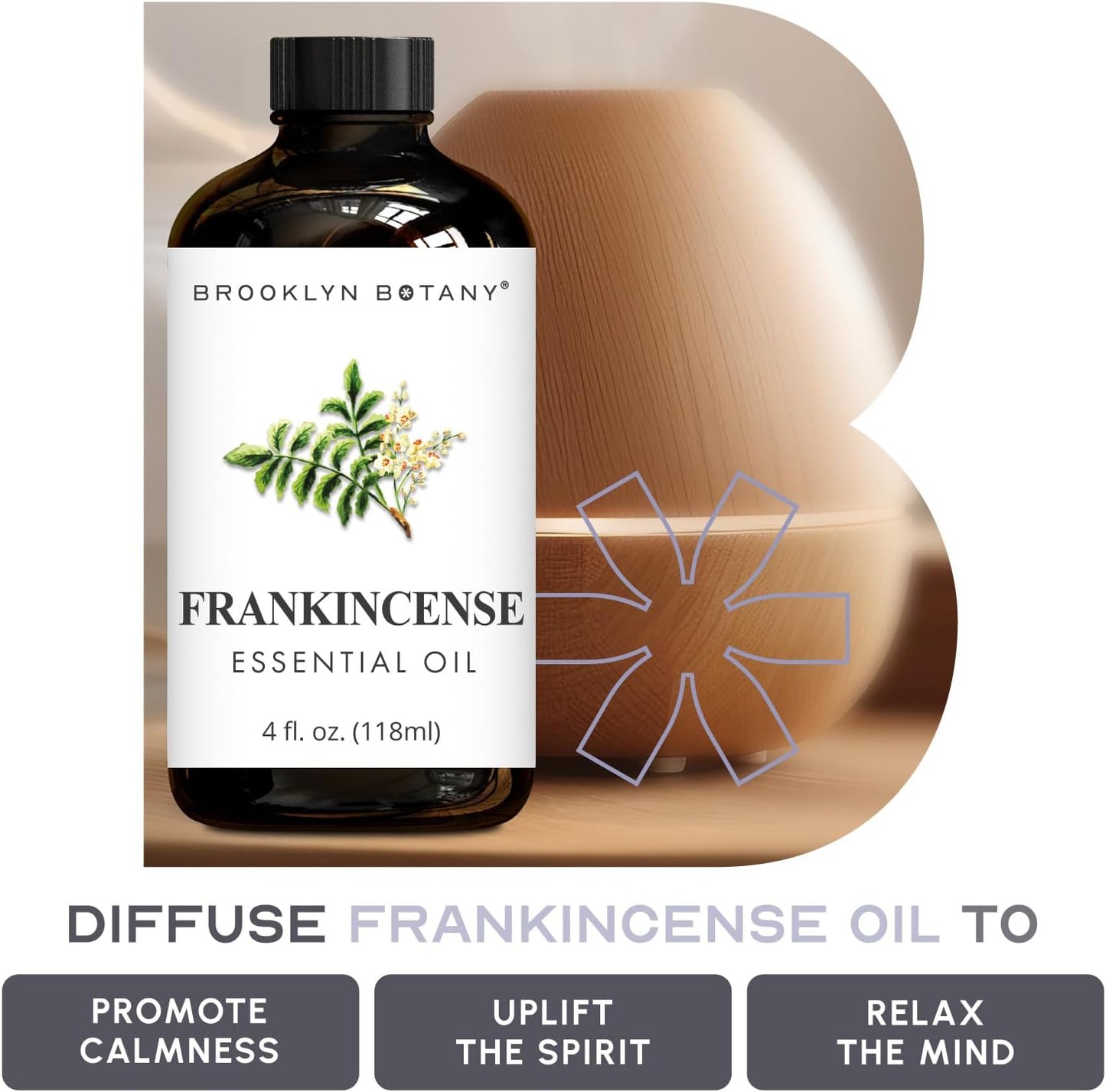 Brooklyn Botany Sweet Orange & Frankincense Essential Oils – 4 Fl Oz (Pack of 2) – 100% Pure & Natural – Uplifting & Grounding Aromatherapy Blend