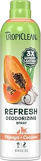 TropiClean Dog Perfume, Papaya Scented Dog Deodorizing Spray, 3X Long-Lasting Scent, After Bath Cologne & Detangling Spray with Vitamin E, 10oz.